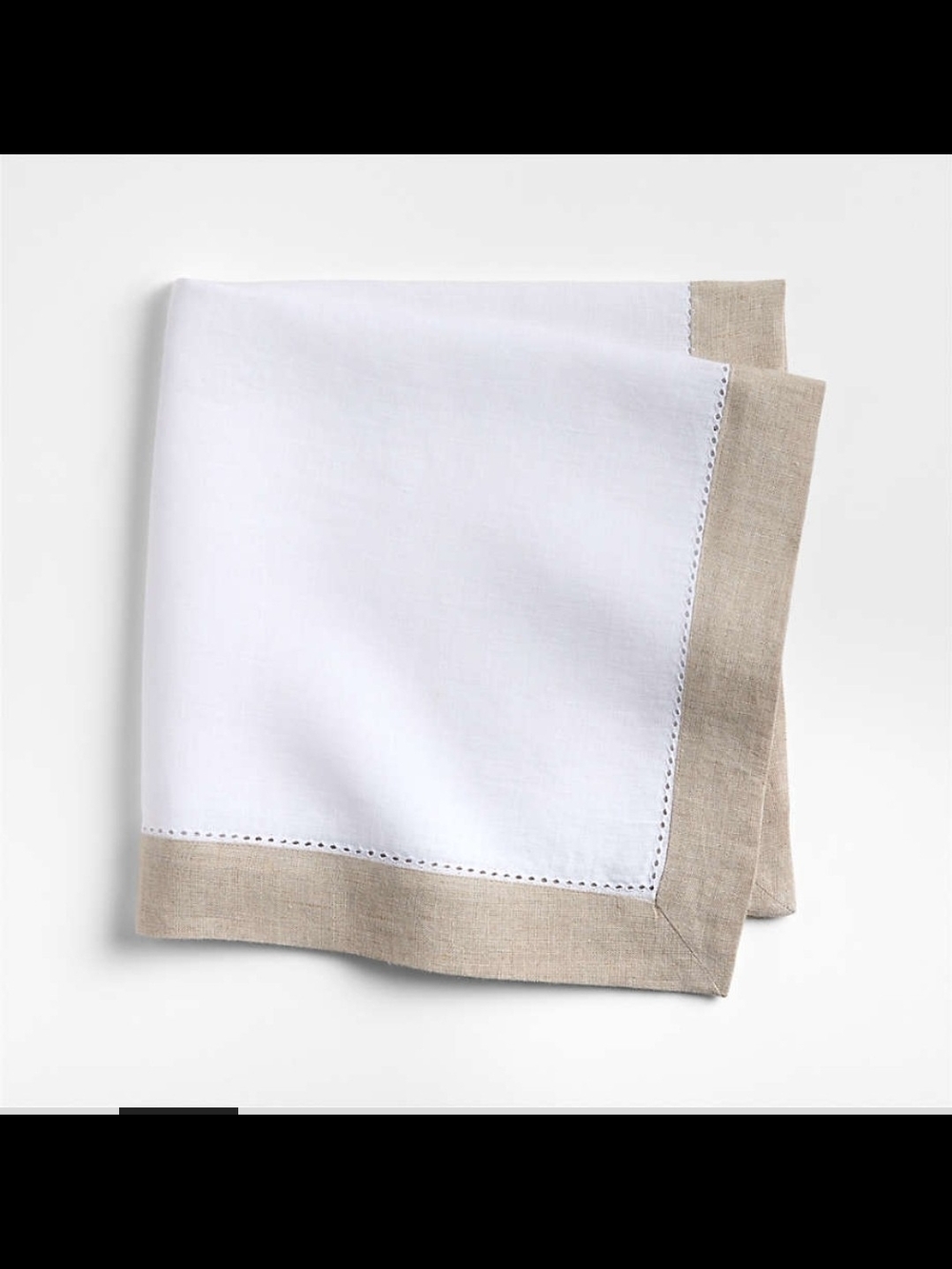 Crate & Barrel Marin Natural and Cream Certified Linen Napkins Set Of 8